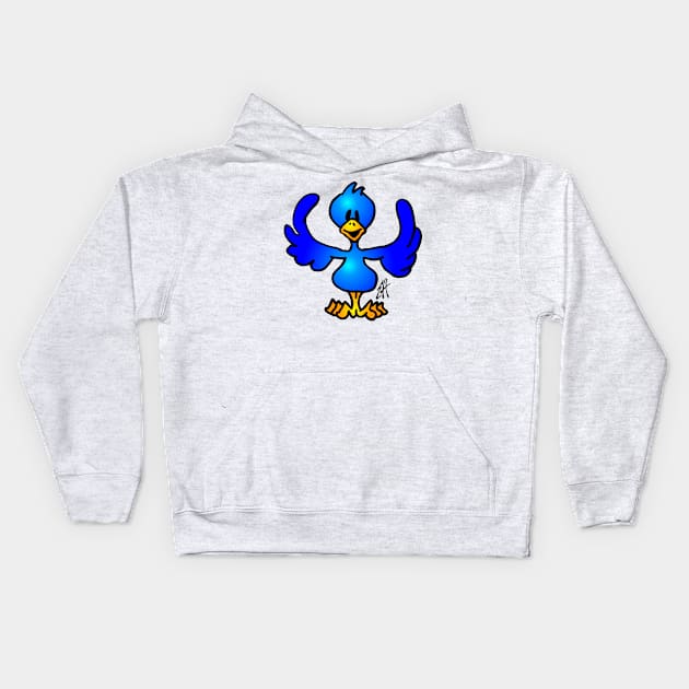 Blue twitter bird Kids Hoodie by Cardvibes